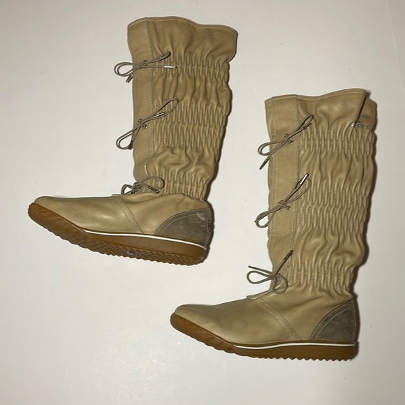 Sorel “Firenzy” Tall Ruched Tan Leather Boots - Women’s Size 5 - Picture 2 of 9